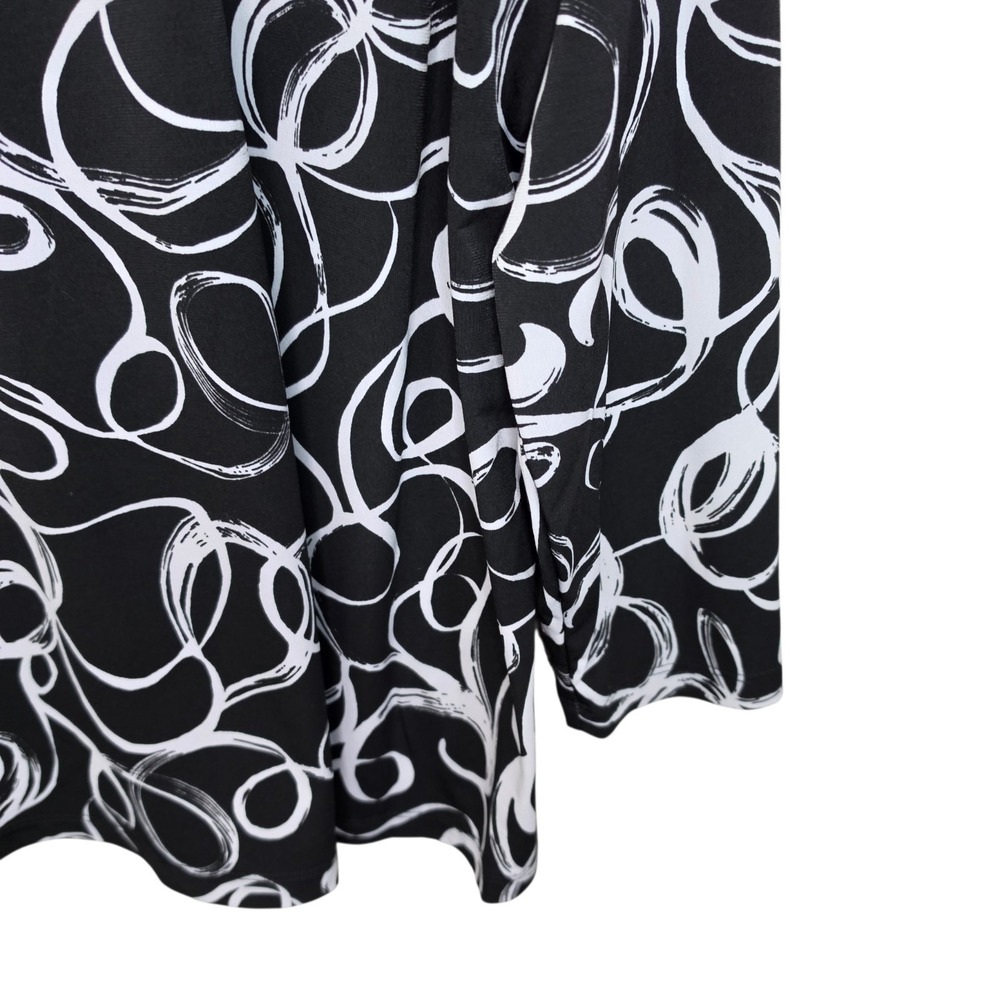 Susan Graver Top Womens Plus 1X Black Liquid Knit Mock‎ Neck Blouse Long Sleeve - Picture 3 of 7